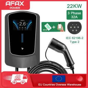AFAX EV מטען Type2 תקע EVSE Wallbox 32A 22KW IEC62196-2 שקע 3 שלב 5m כבל Wallmount תחנת טעינה עבור חשמלי רכב - AliExpress 34