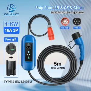 מטען kolanky ev מטען 16a 11kw סוג 2 תקע IEC-62169 להתאים טיימר הנוכחי טעינה עבור מכוניות רכב eletric 5m כבל - AliExpress 34